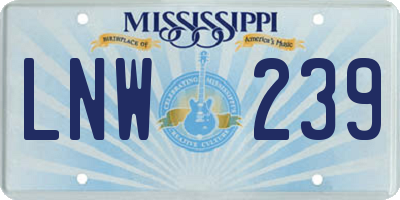 MS license plate LNW239