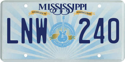 MS license plate LNW240
