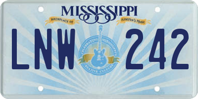 MS license plate LNW242