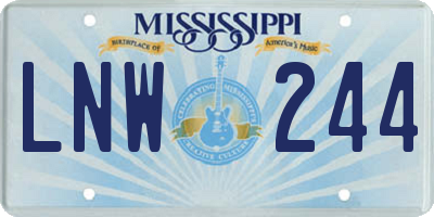 MS license plate LNW244