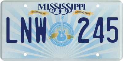 MS license plate LNW245
