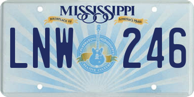 MS license plate LNW246