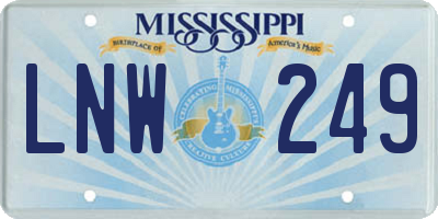 MS license plate LNW249