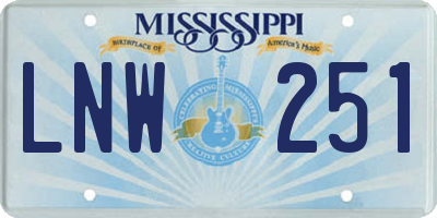 MS license plate LNW251
