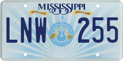 MS license plate LNW255