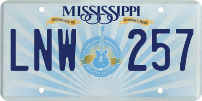 MS license plate LNW257