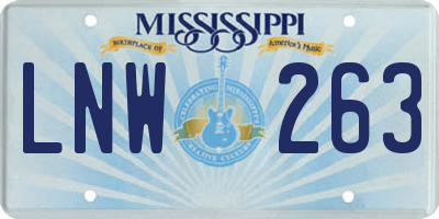 MS license plate LNW263