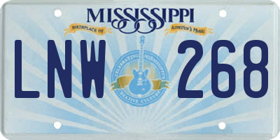 MS license plate LNW268