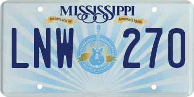 MS license plate LNW270