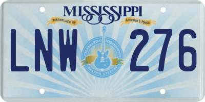 MS license plate LNW276