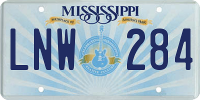 MS license plate LNW284