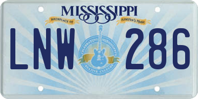 MS license plate LNW286