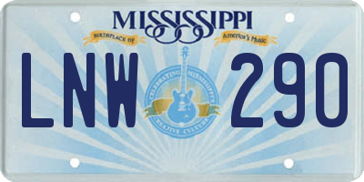 MS license plate LNW290