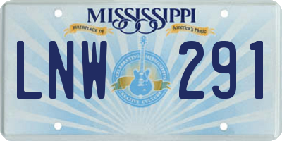 MS license plate LNW291