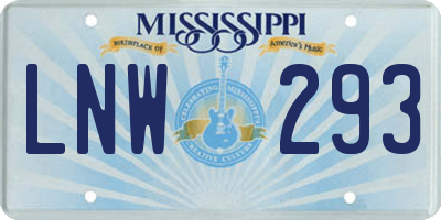 MS license plate LNW293