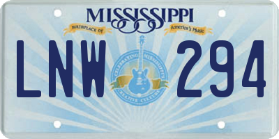MS license plate LNW294