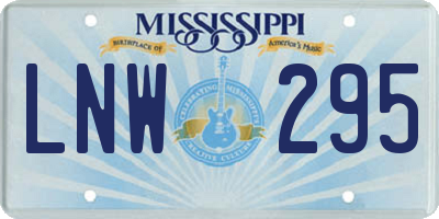 MS license plate LNW295
