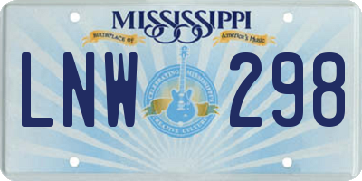 MS license plate LNW298