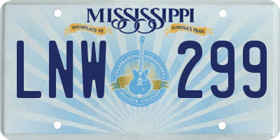 MS license plate LNW299