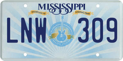 MS license plate LNW309