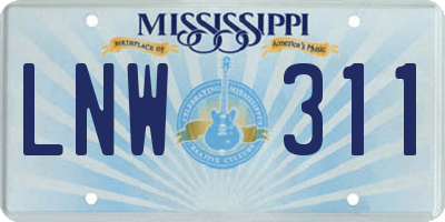 MS license plate LNW311