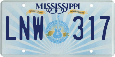 MS license plate LNW317