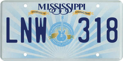 MS license plate LNW318