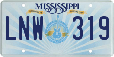 MS license plate LNW319