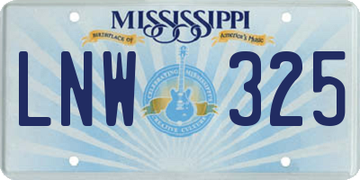 MS license plate LNW325
