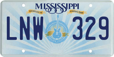 MS license plate LNW329