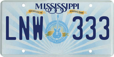 MS license plate LNW333