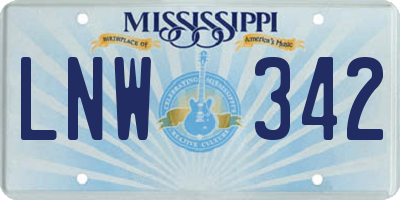 MS license plate LNW342