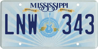 MS license plate LNW343
