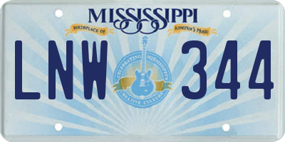 MS license plate LNW344