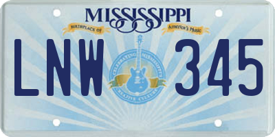 MS license plate LNW345