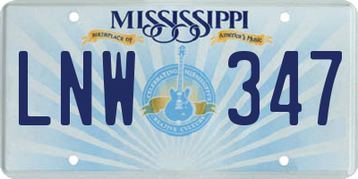 MS license plate LNW347