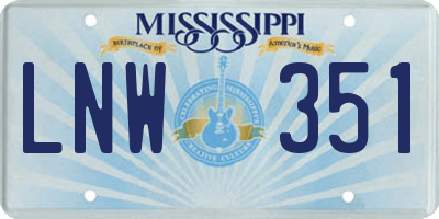 MS license plate LNW351