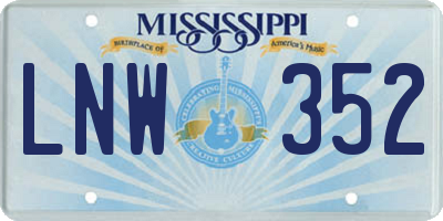 MS license plate LNW352