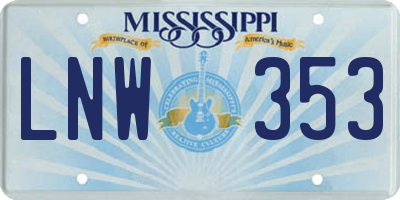 MS license plate LNW353