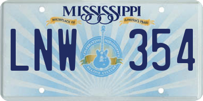 MS license plate LNW354