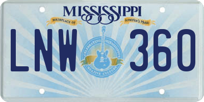 MS license plate LNW360