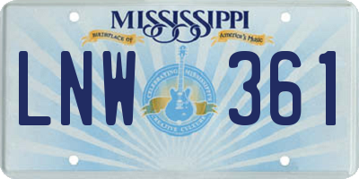 MS license plate LNW361