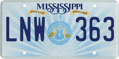 MS license plate LNW363
