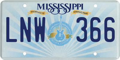 MS license plate LNW366