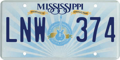 MS license plate LNW374