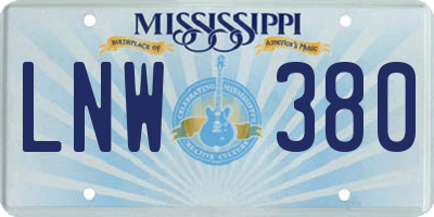 MS license plate LNW380