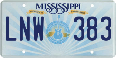 MS license plate LNW383