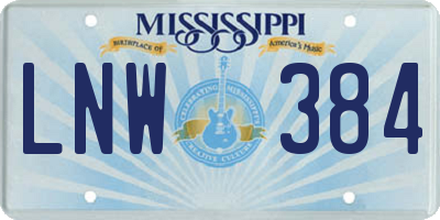 MS license plate LNW384