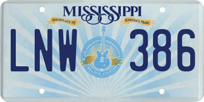 MS license plate LNW386