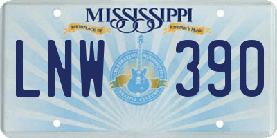 MS license plate LNW390